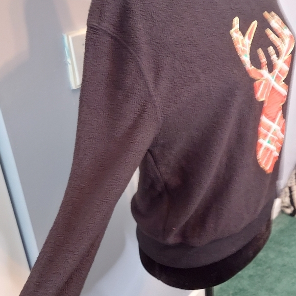 No Boundaries Black Sweatshirt Plaid Reindeer Size Small Junior - Picture 3 of 9
